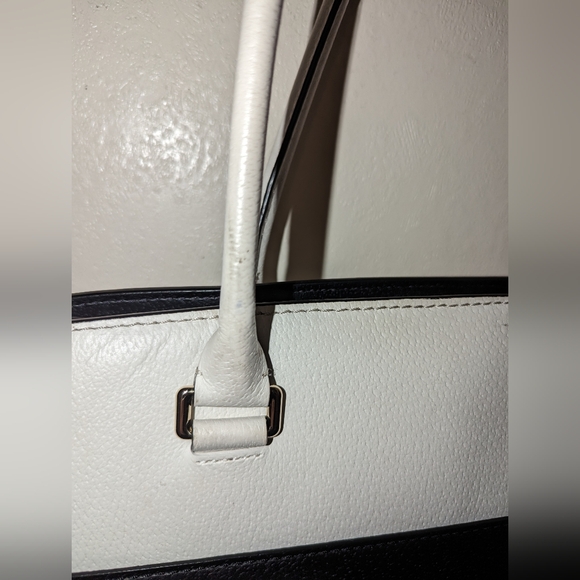 KATE SPADE Grove Street Maeve Zip Tote Leather Laptop Pocket Black White GUC - Picture 13 of 14